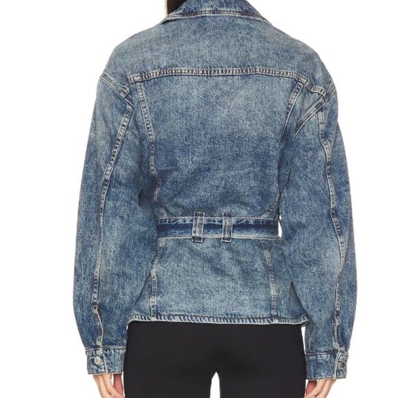 Free People x REVOLVE Womens Knotted Oversized Denim Jacket Size Large - Picture 3 of 8